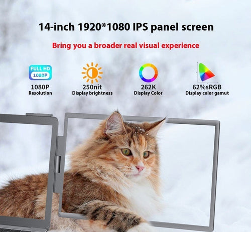 14-inch Dual-screen Portable Monitor Laptop/Wall-mount included