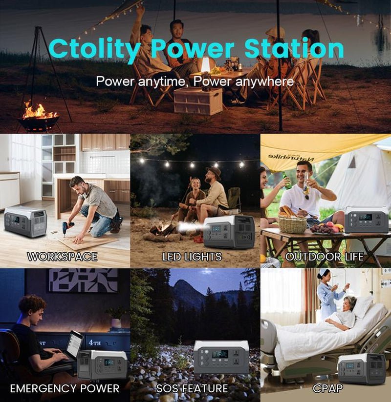 Unbeatable Black Friday Sale: CTOLITY XP1000 1600W Portable Power Station - Fast Charging, Solar Generator for Home Backup, Camping & Emergencies!