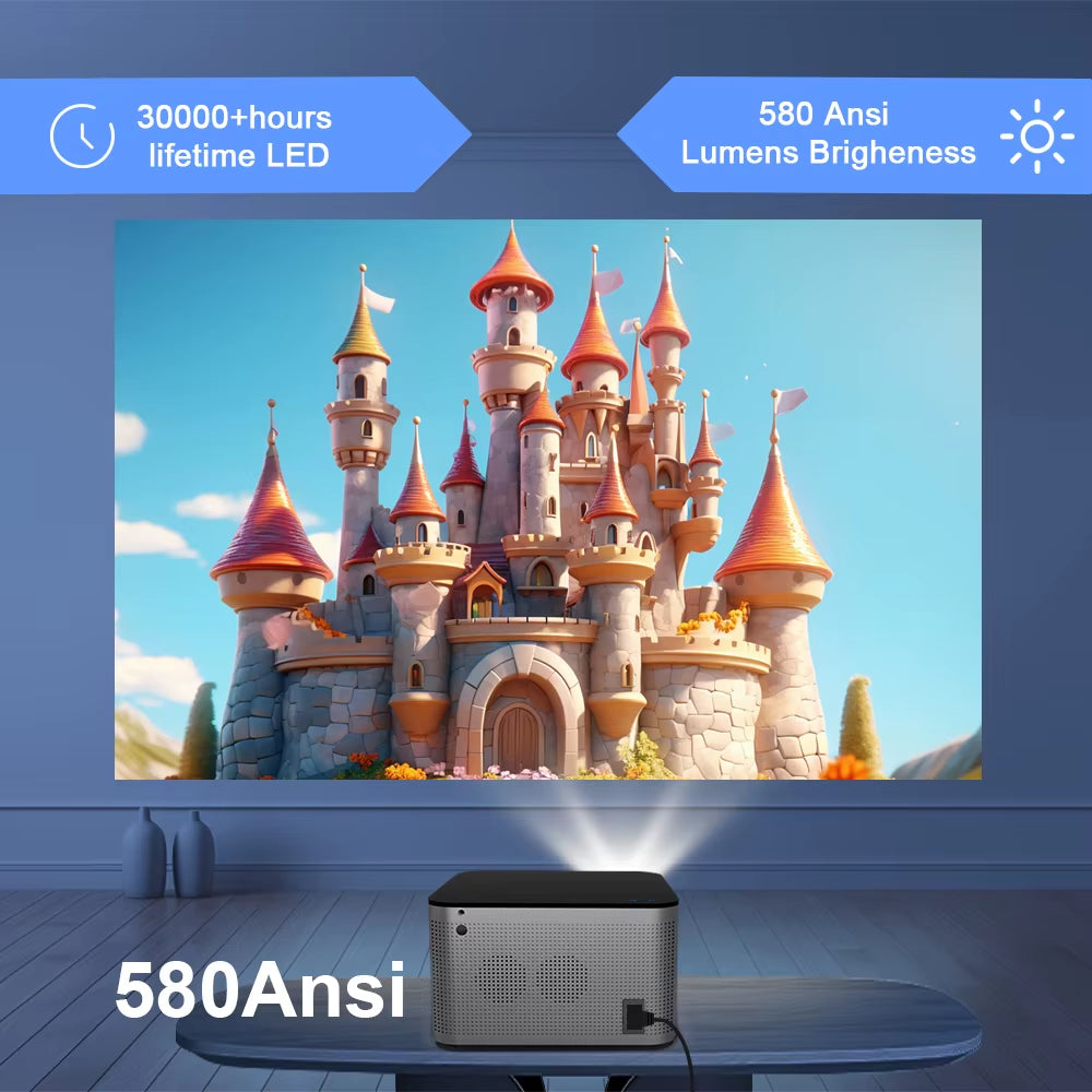Experience the Future of Home Theater with the Android 11 4K Smart Projector - 580ANSI, 1920x1080P Full HD, Wifi6 & BT5.0, Voice Control Ready!