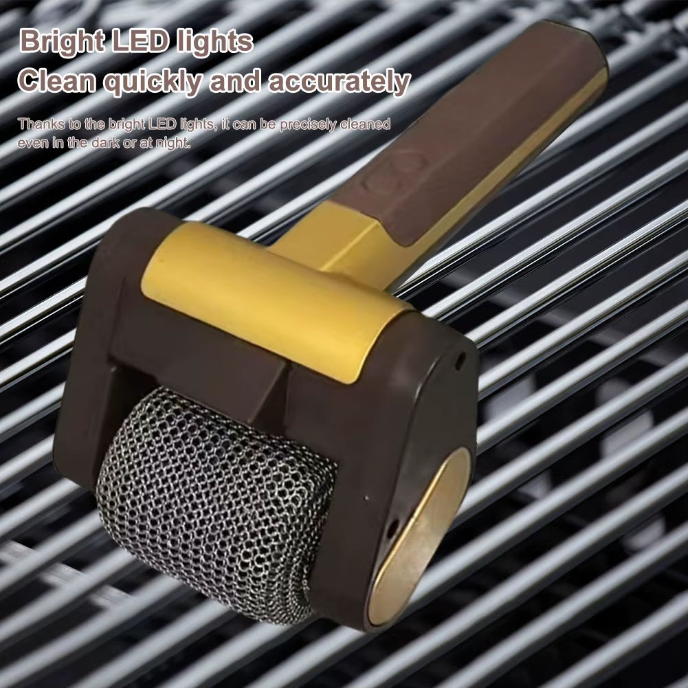 2-in-1 Wireless Electric Barbecue Brush with 360° Rotation and LED for Efficient Cleaning