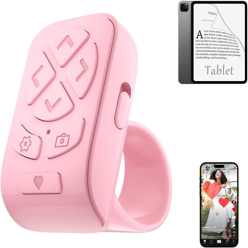LOCTHAL 3-in-1 Wireless Remote Control for TikTok Scrolling, Kindle Page Turning, and Camera Shutter - Universal Bluetooth Clicker for iPhone, Android, and iPad - Enhance Your Reading and Selfie Experience - Pink