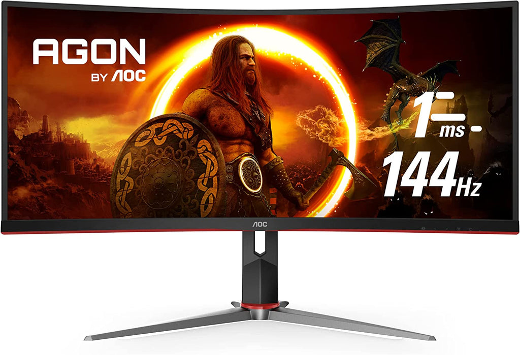Experience Ultimate Gaming with the CU34G2X 34" Curved Ultrawide QHD Monitor - 1ms Response, 144Hz Refresh Rate, and Height Adjustable Design!