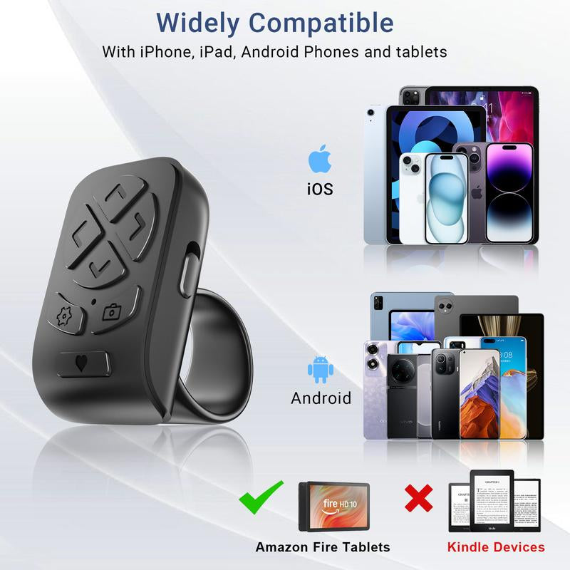 LOCTHAL 3-in-1 Wireless Remote Control for TikTok Scrolling, Kindle Page Turning, and Camera Shutter - Universal Bluetooth Clicker for iPhone, Android, and iPad - Enhance Your Reading and Selfie Experience - Pink