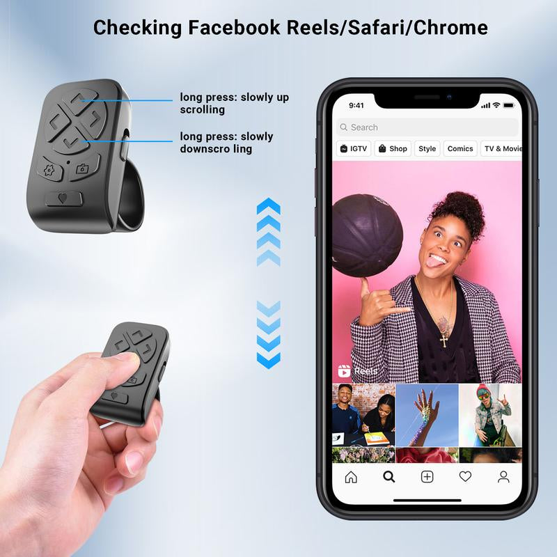 LOCTHAL 3-in-1 Wireless Remote Control for TikTok Scrolling, Kindle Page Turning, and Camera Shutter - Universal Bluetooth Clicker for iPhone, Android, and iPad - Enhance Your Reading and Selfie Experience - Pink