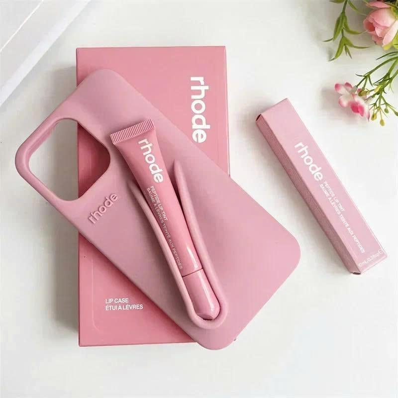 Rhode Soft Silicone Phone Case with Built-In Lipstick Holder for iPhone 11-16 Promax Secure Grip