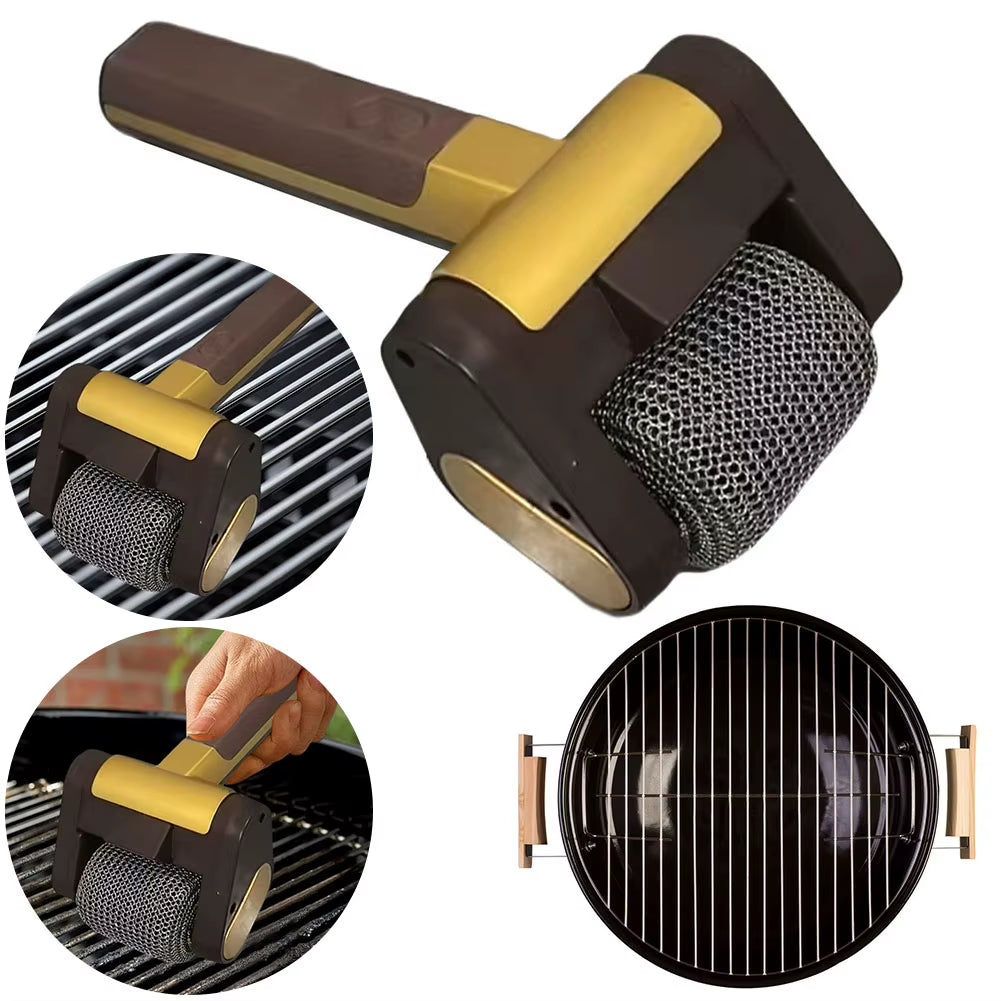 2-in-1 Wireless Electric Barbecue Brush with 360° Rotation and LED for Efficient Cleaning