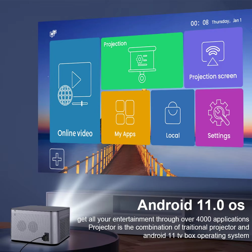 Experience the Future of Home Theater with the Android 11 4K Smart Projector - 580ANSI, 1920x1080P Full HD, Wifi6 & BT5.0, Voice Control Ready!