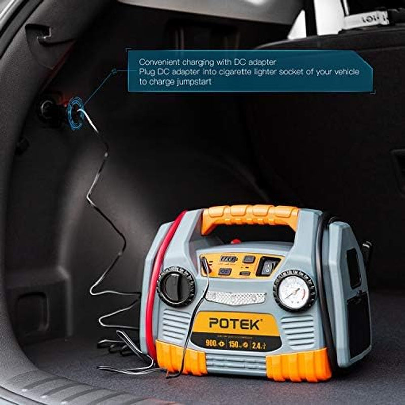 Jump Starter with 150 PSI Tire Inflator/Air Compressor,900 Peak Amps Power Station 