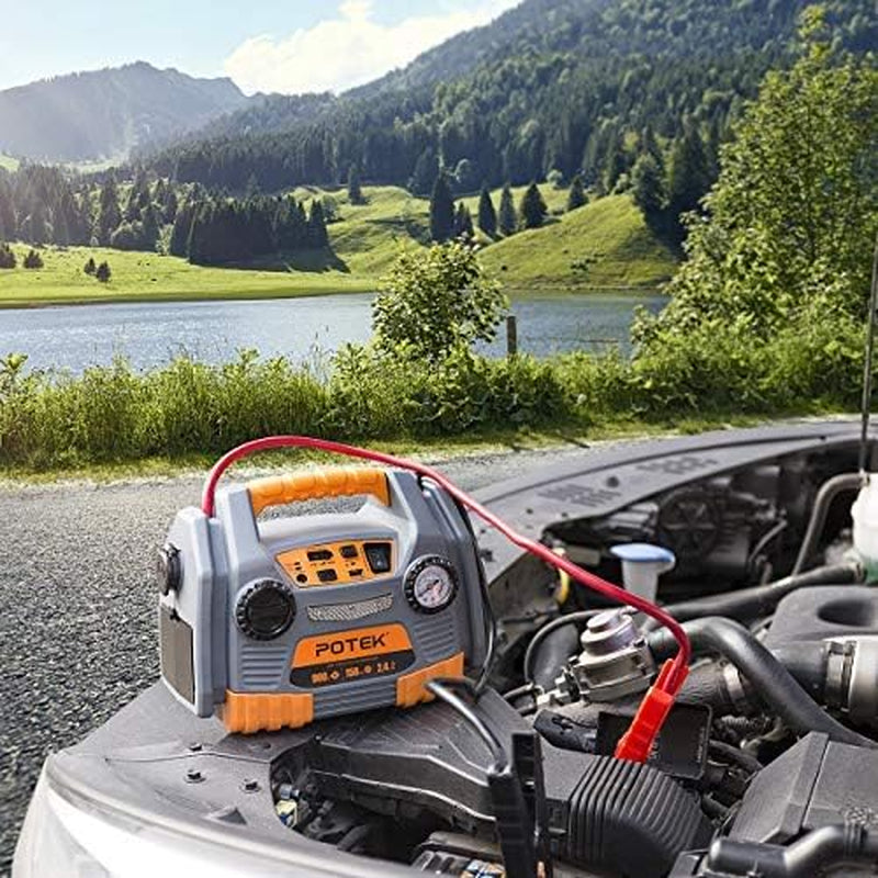 Jump Starter with 150 PSI Tire Inflator/Air Compressor,900 Peak Amps Power Station 