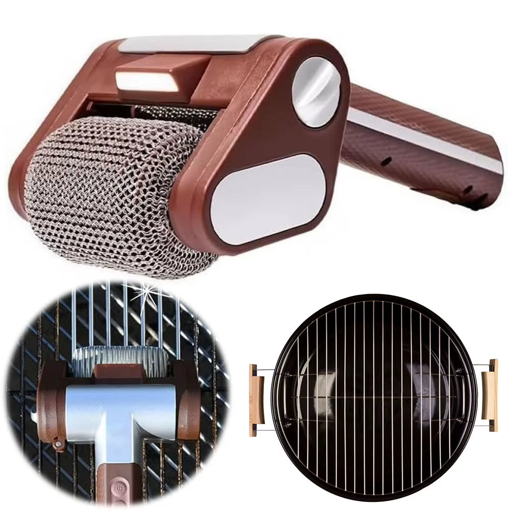 2-in-1 Wireless Electric Barbecue Brush with 360° Rotation and LED for Efficient Cleaning
