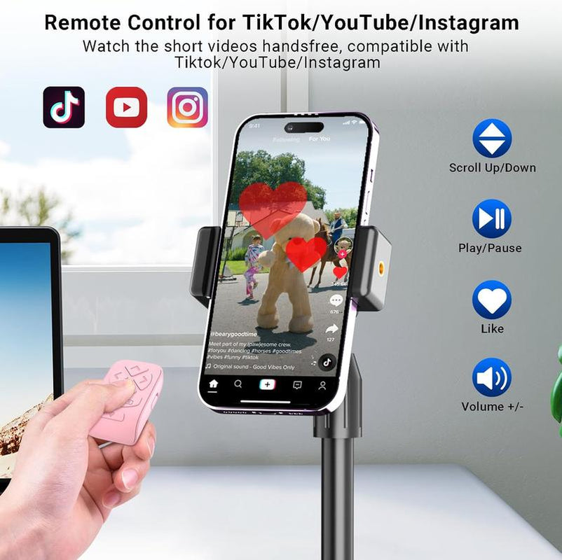 LOCTHAL 3-in-1 Wireless Remote Control for TikTok Scrolling, Kindle Page Turning, and Camera Shutter - Universal Bluetooth Clicker for iPhone, Android, and iPad - Enhance Your Reading and Selfie Experience - Pink