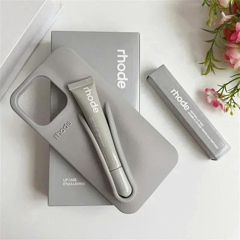 Rhode Soft Silicone Phone Case with Built-In Lipstick Holder for iPhone 11-16 Promax Secure Grip