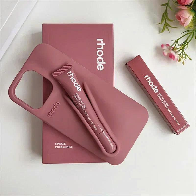 Rhode Soft Silicone Phone Case with Built-In Lipstick Holder for iPhone 11-16 Promax Secure Grip